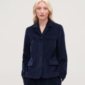 COS Corduroy Notched Lapel Button Blazer Navy